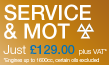 Service plus MOT for just £129 plus VAT